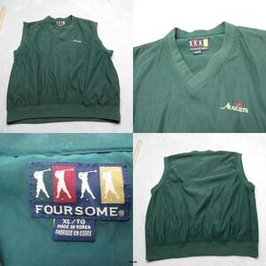 Vintage Augusta Golf Vest Mens XL Green Pocket V-Neck Pullover Golf Foursome 90s